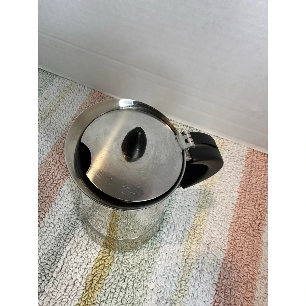 Vintage 80s coffee maker GB (Guido Bergna) Inox 18/10 moka pot for 6 cups.